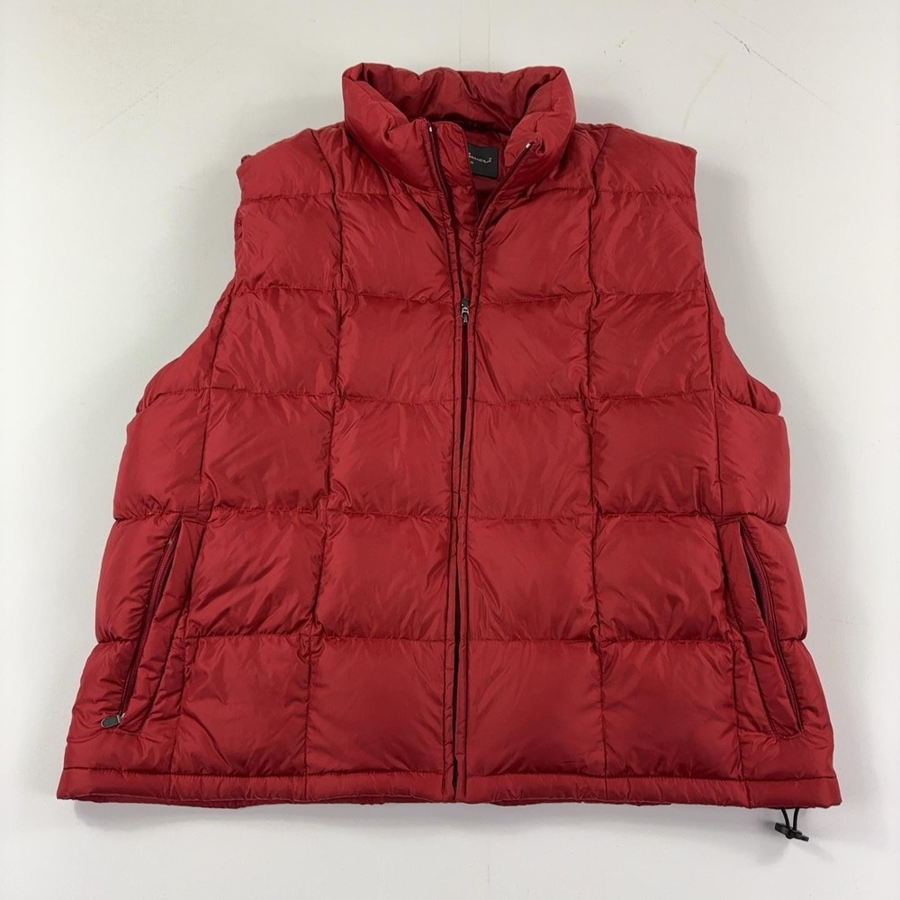 Eddie Bauer Vest Mens XL Red Goose Down Puffer Quilted Full Zip Insulated Nylon